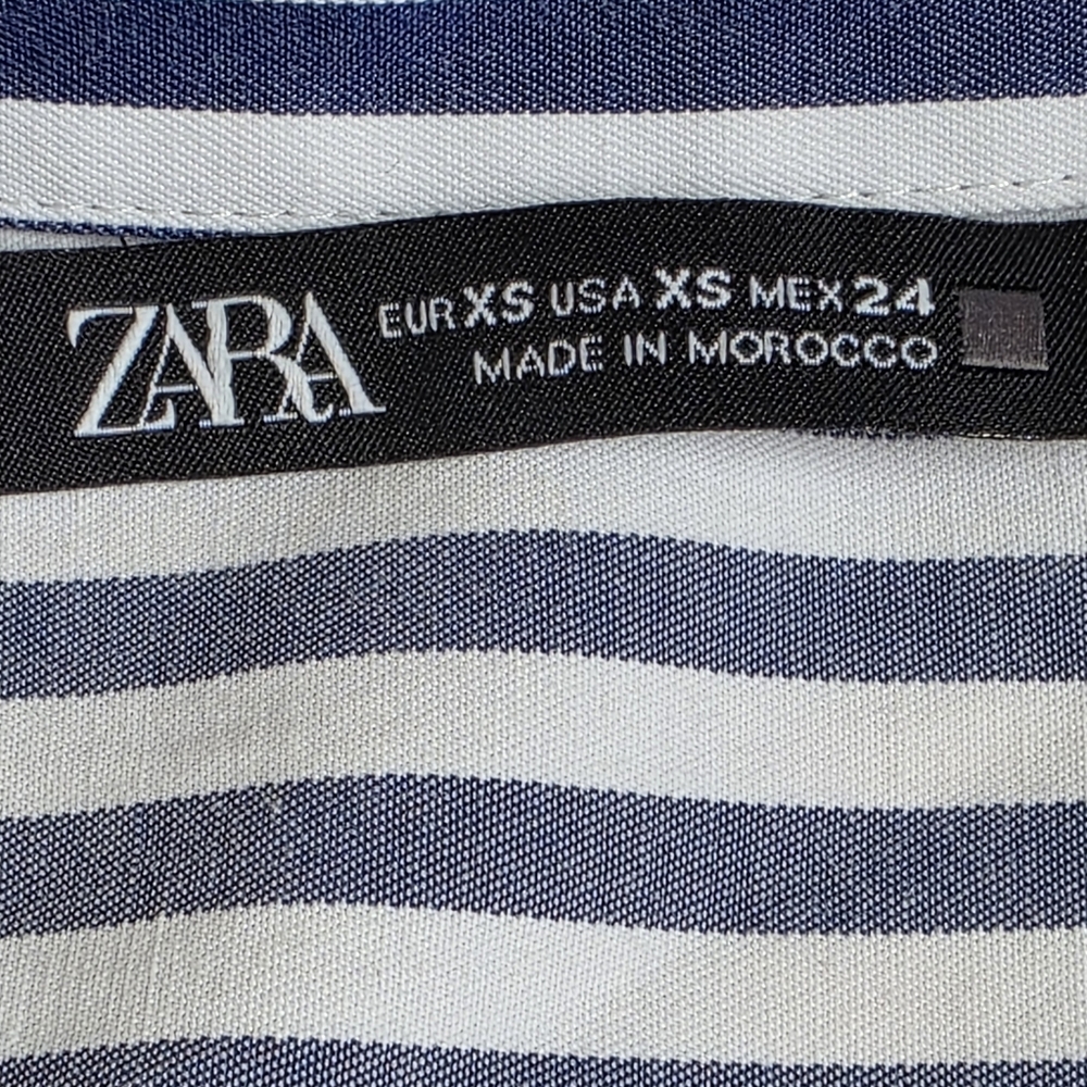 Zara Blue & White Striped Button-Down Shirt - Women - Picture 3 of 4